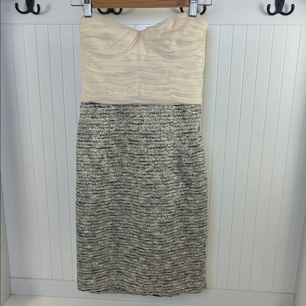 Alice + Olivia Elena Silk Tweed Strapless Bustier Dress